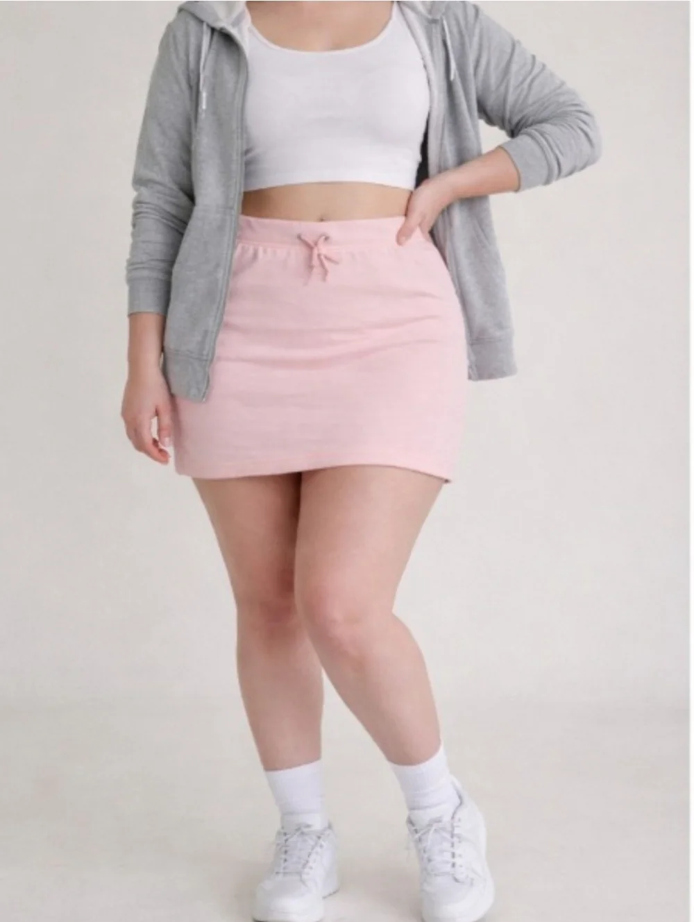American Apparel California Fleece Mini Skirt – XL – Peach Drawstring Sporty Cas